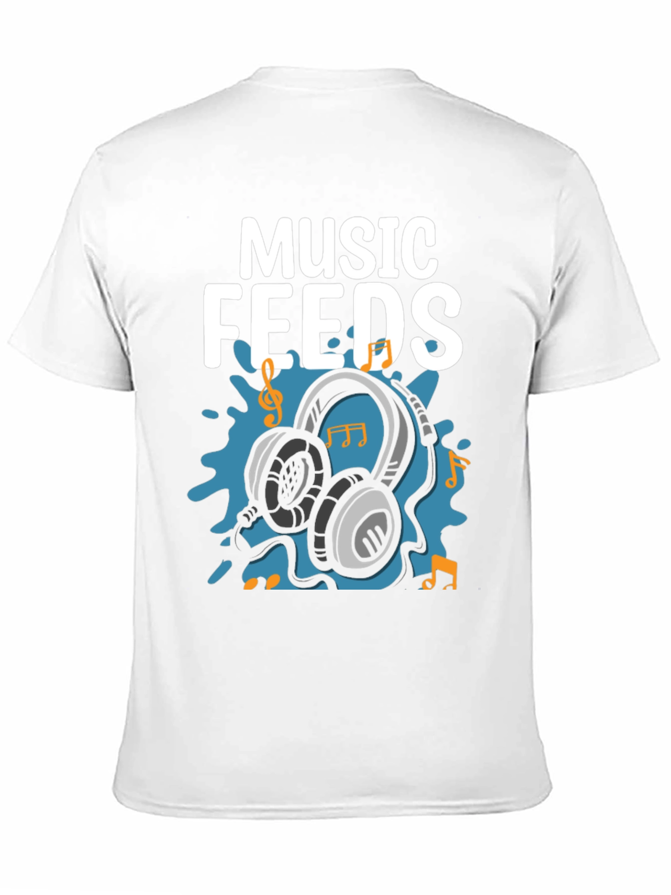 Music Feeds Headphones Black T-Shirt