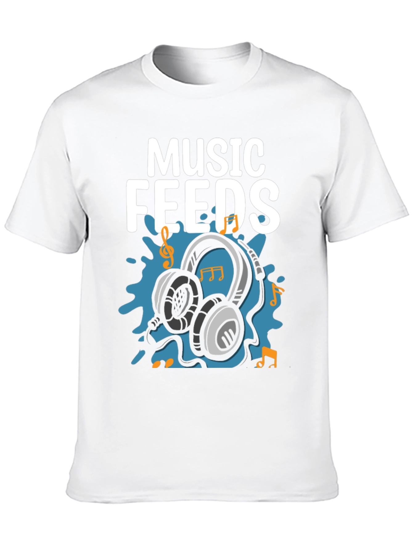 Music Feeds Headphones Black T-Shirt