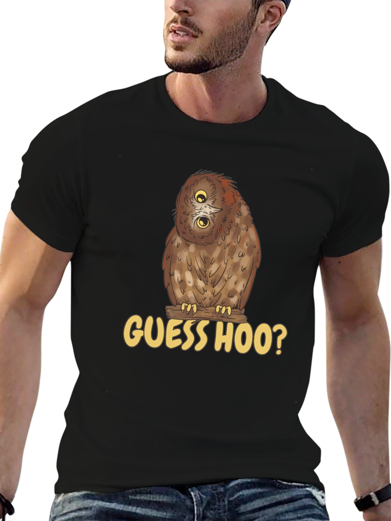 Guess Hoo? Owl Graphic Black T-Shirt