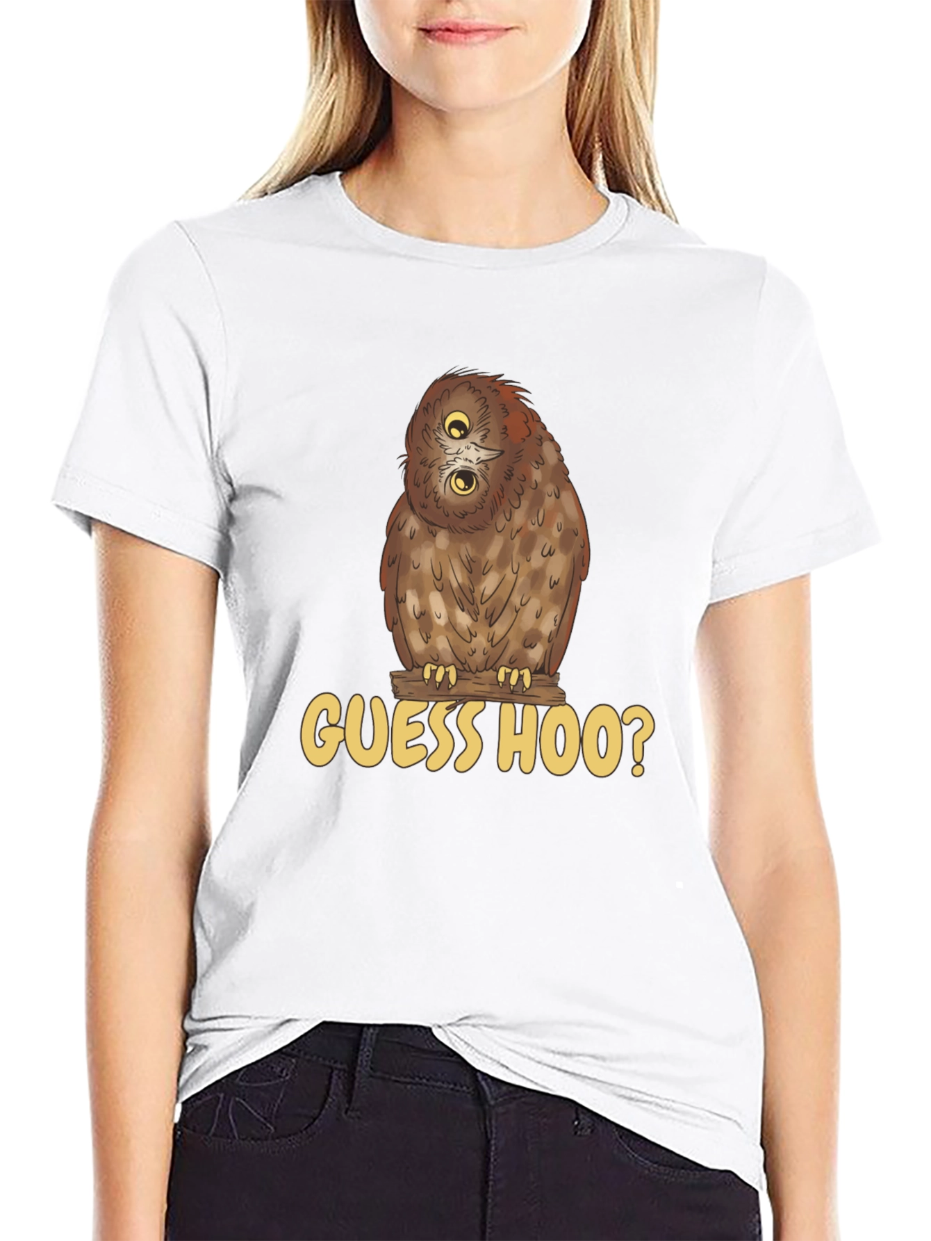 Guess Hoo? Owl Graphic Black T-Shirt
