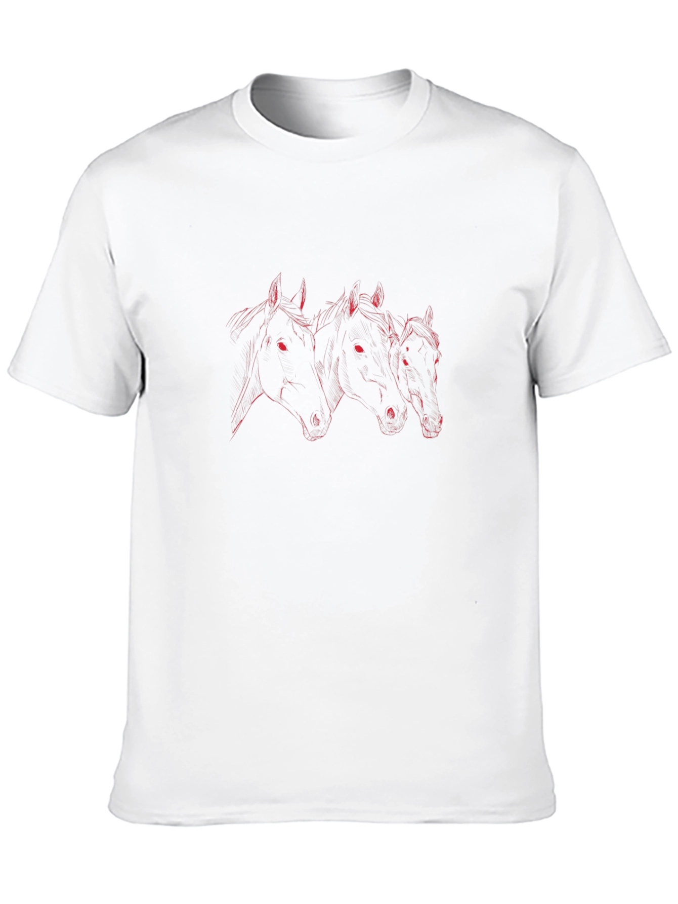 Black T-Shirt with Red Horse Heads Design