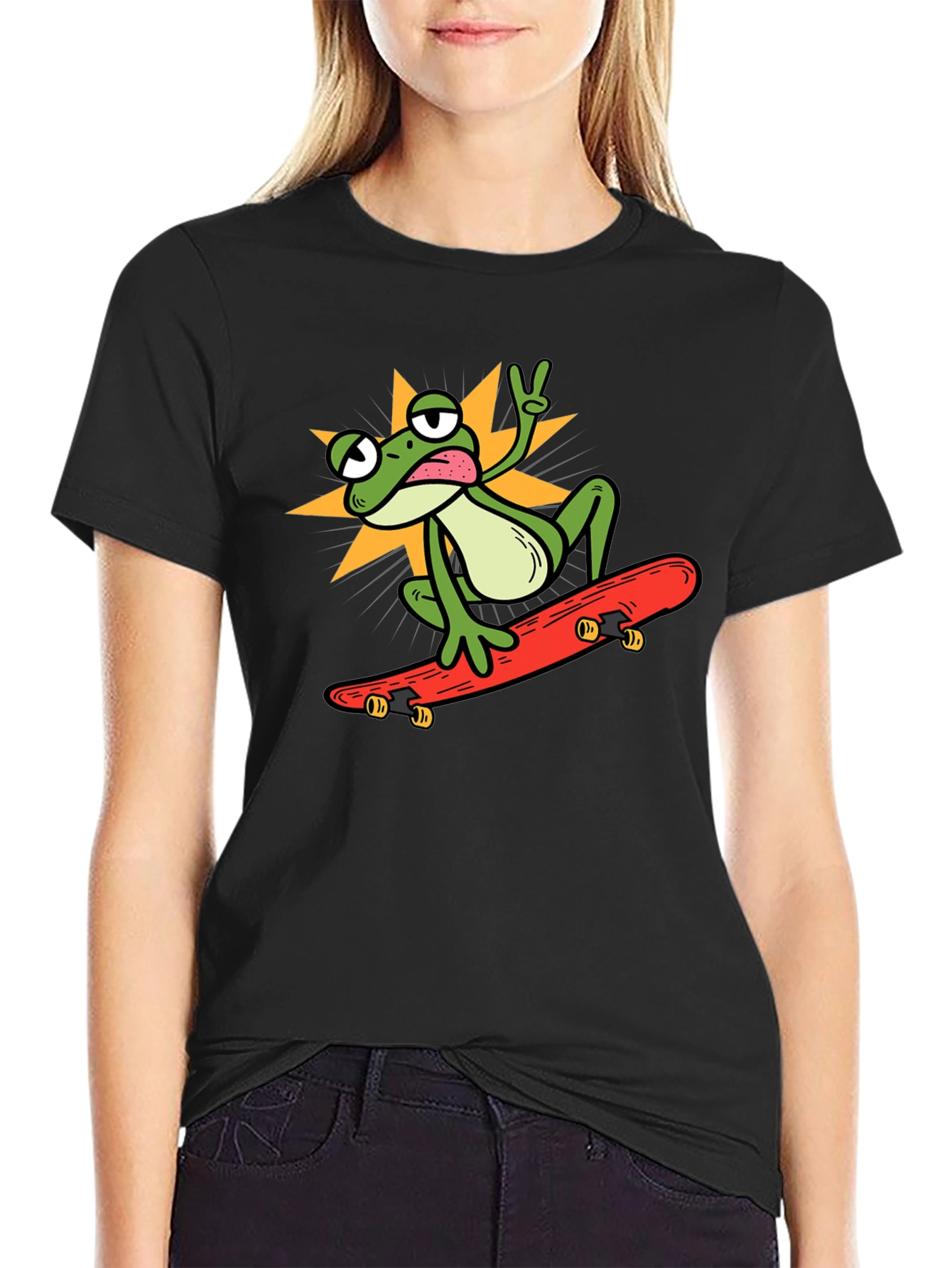 Cool Frog Skateboarder Graphic Tee