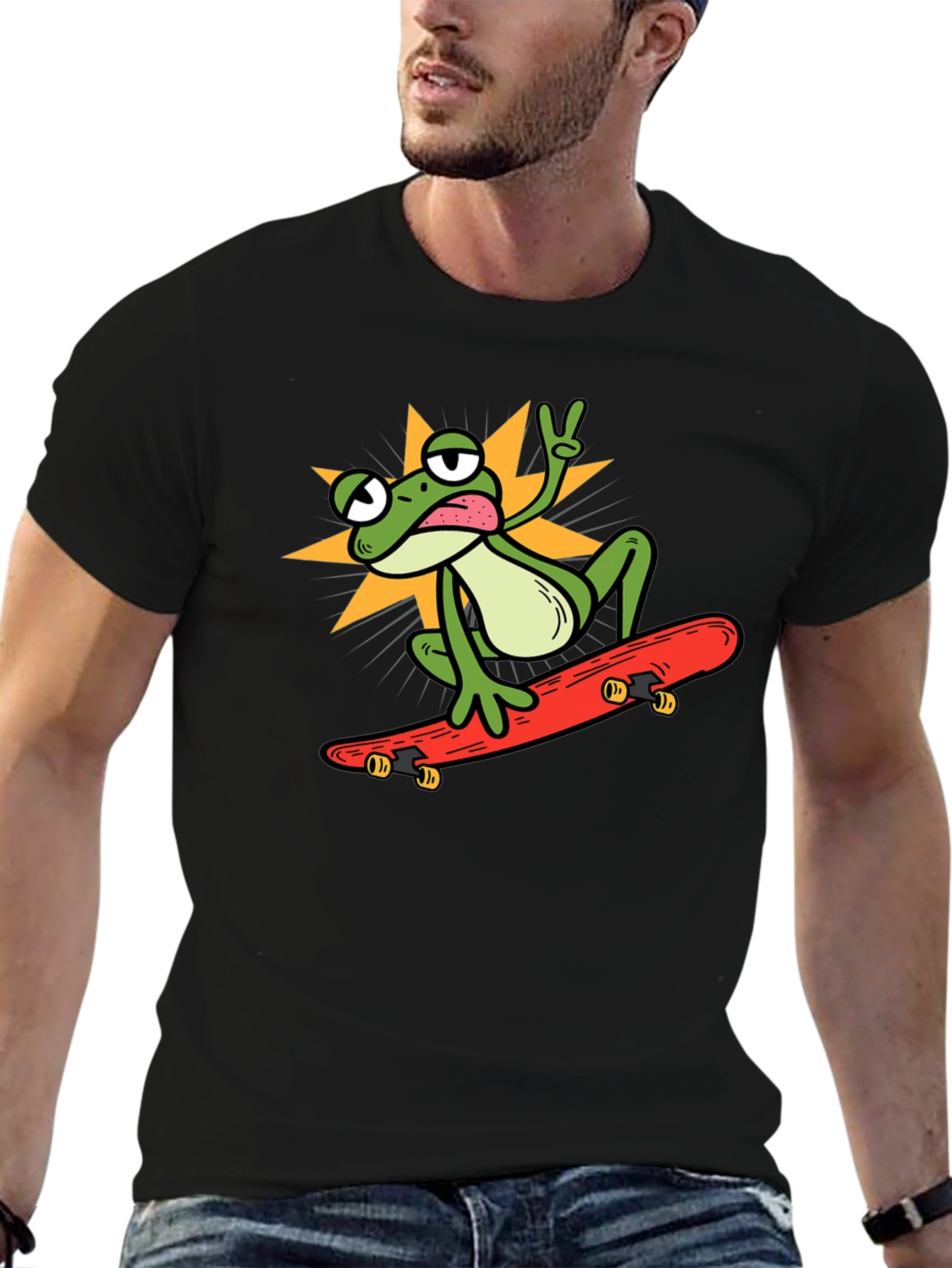 Cool Frog Skateboarder Graphic Tee