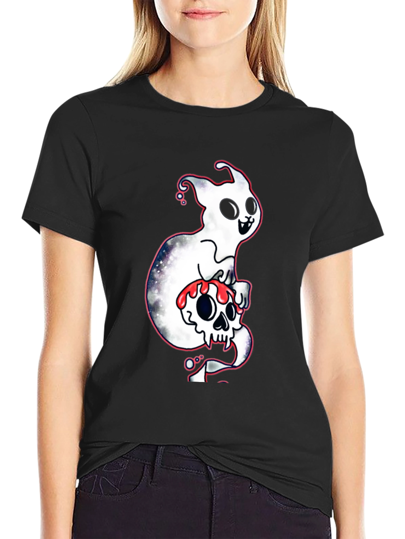 Ghost Skull T-Shirt - Spooky Cute Design
