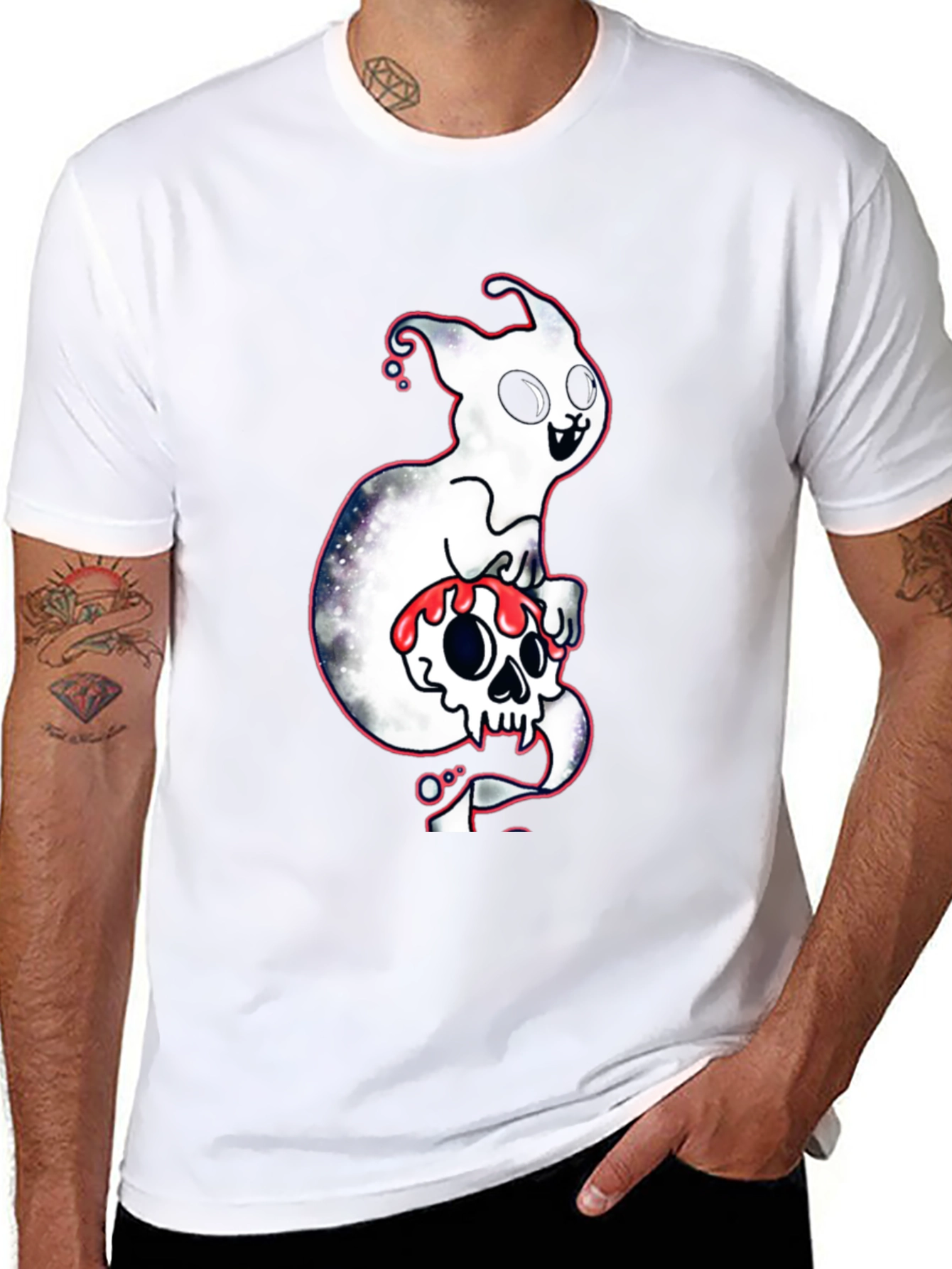 Ghost Skull T-Shirt - Spooky Cute Design