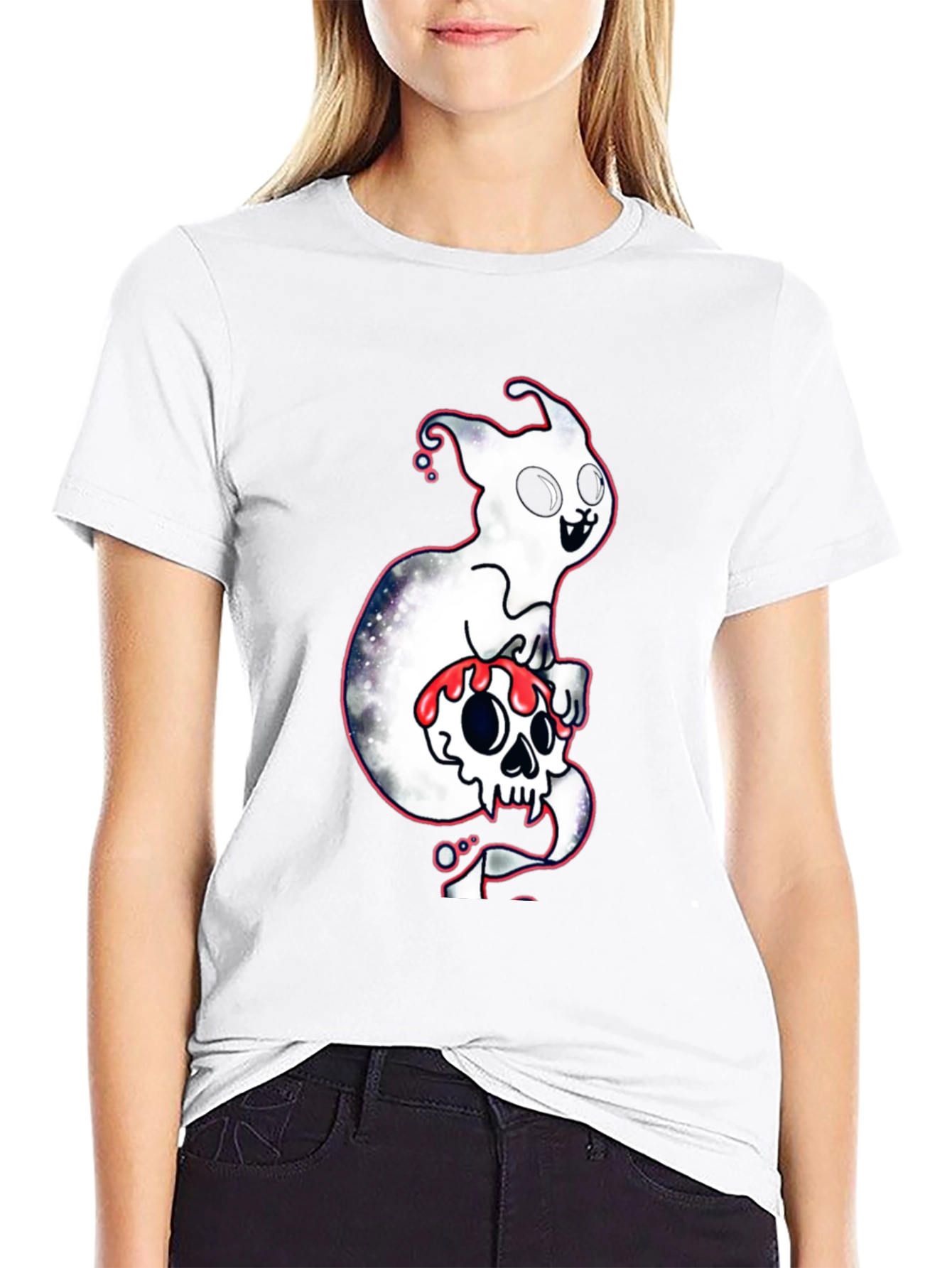 Ghost Skull T-Shirt - Spooky Cute Design