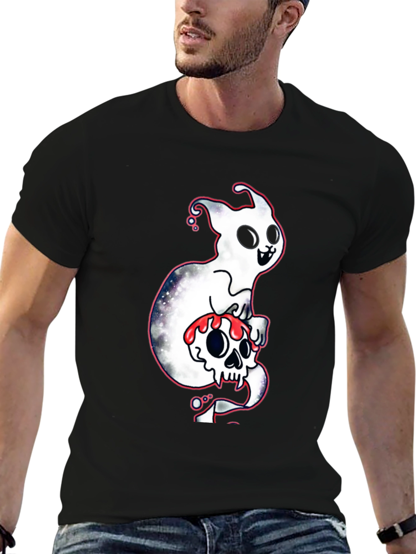 Ghost Skull T-Shirt - Spooky Cute Design