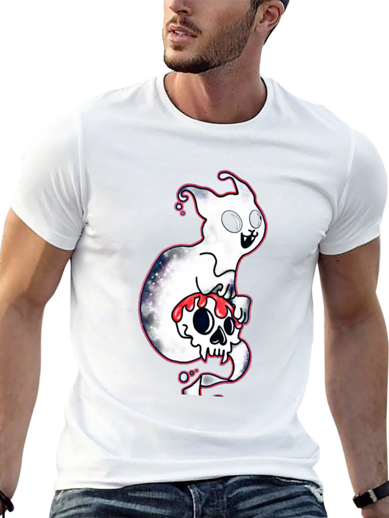 Ghost Skull T-Shirt - Spooky Cute Design