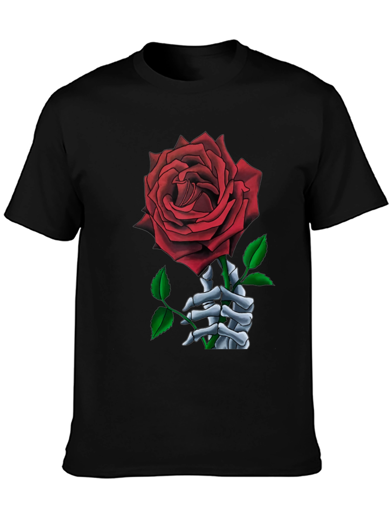 Rose Skeleton Hand Graphic T-Shirt