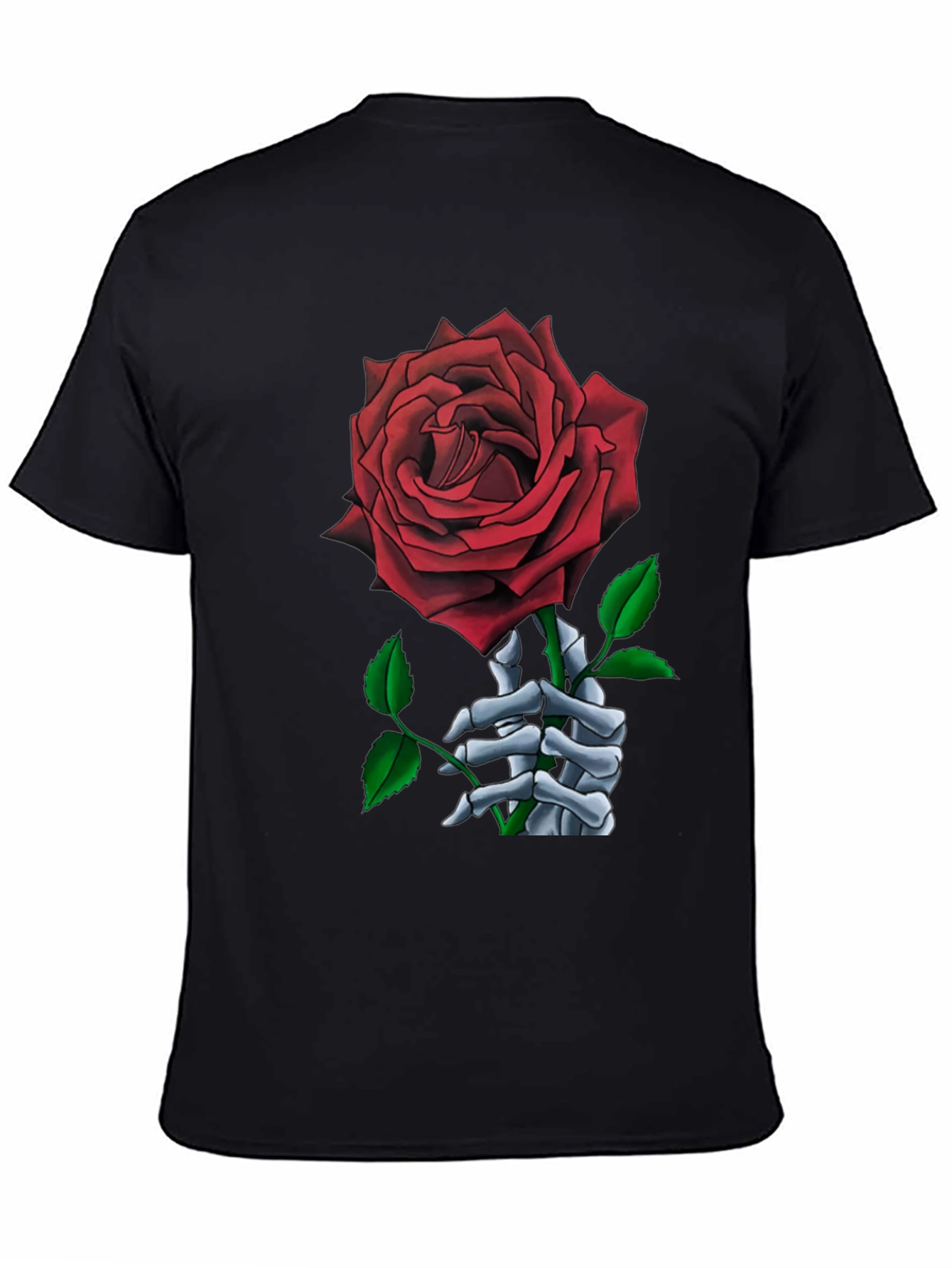 Rose Skeleton Hand Graphic T-Shirt