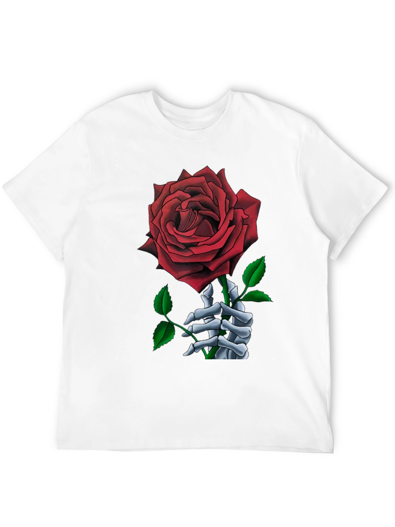 Rose Skeleton Hand Graphic T-Shirt