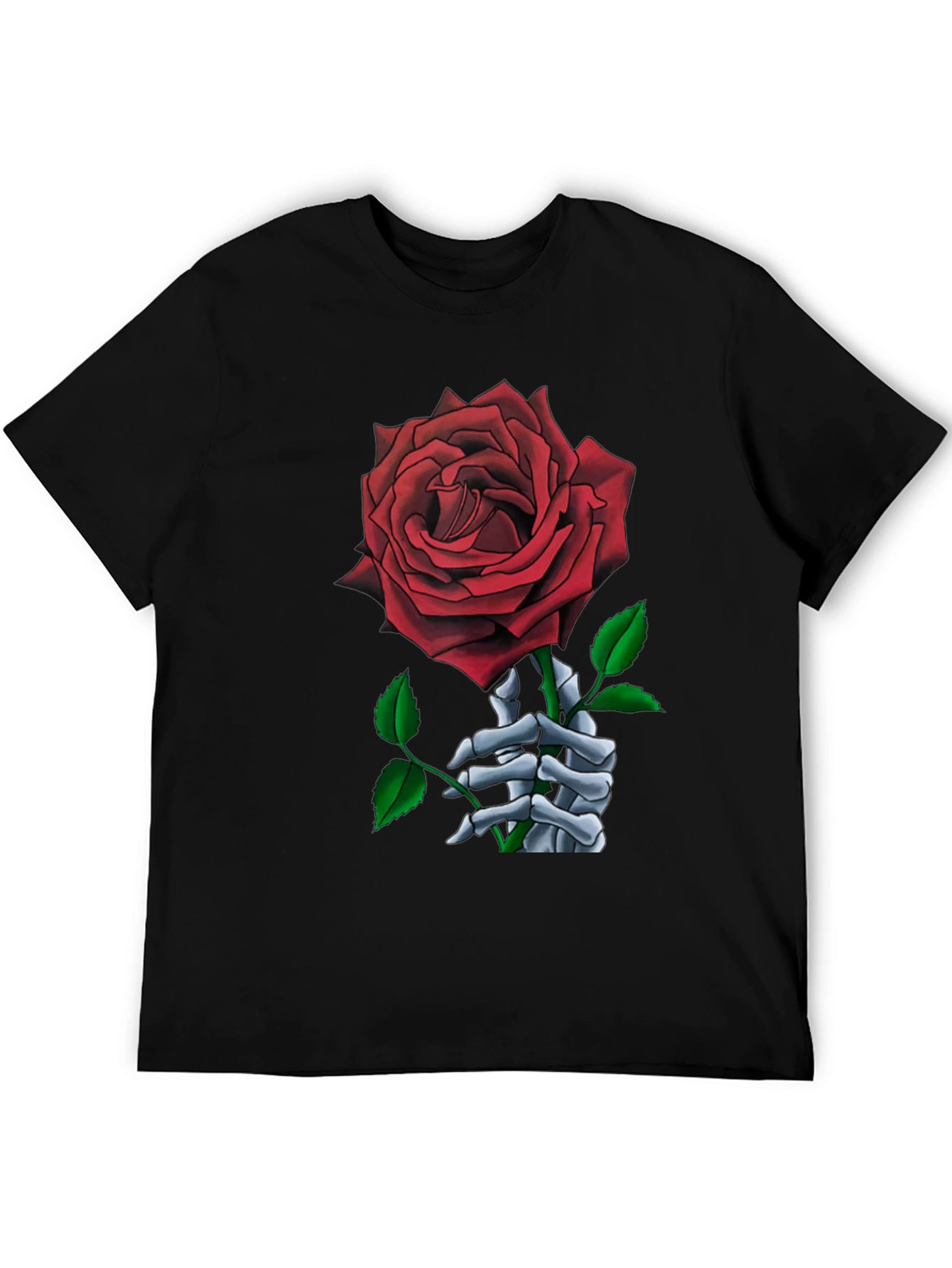 Rose Skeleton Hand Graphic T-Shirt