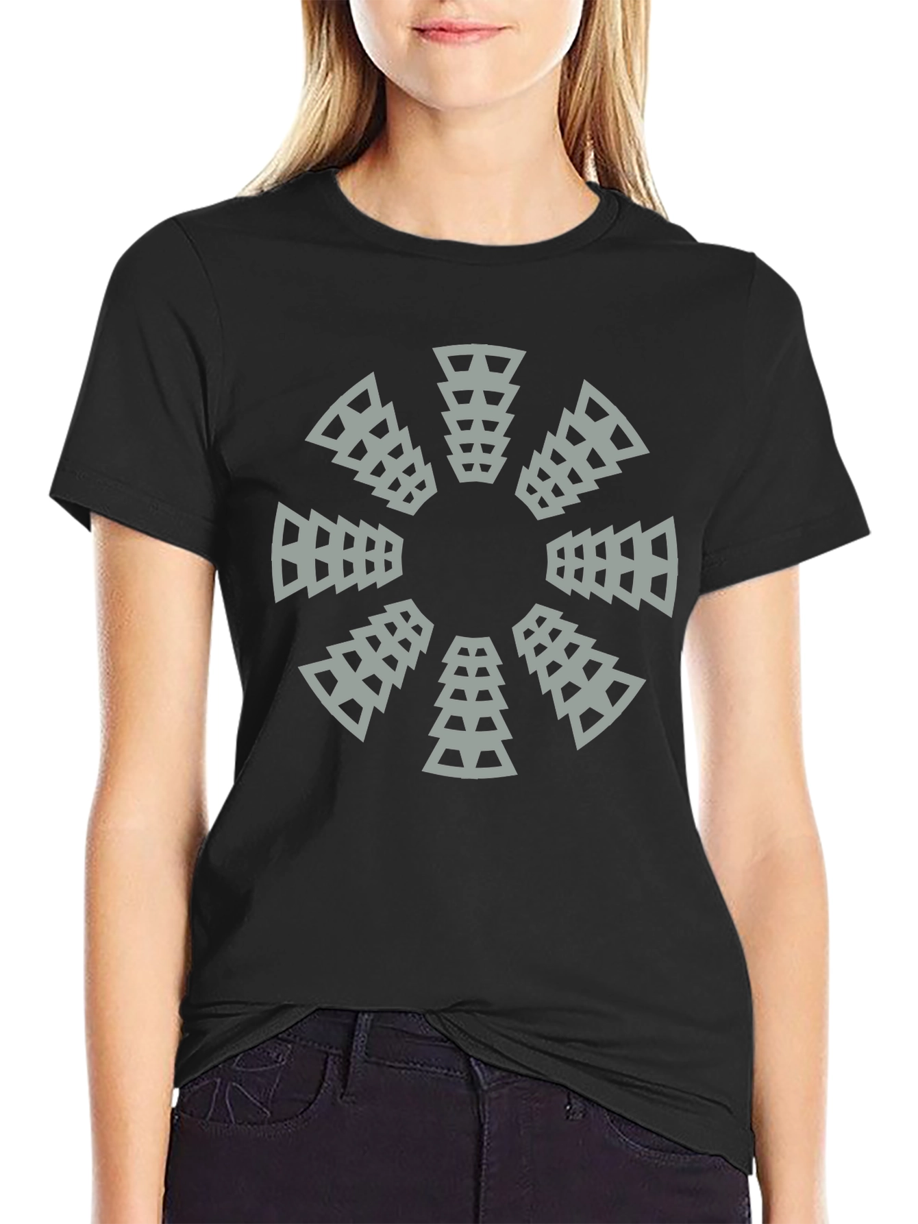 Geometric Circle Graphic Tee - Modern Black T-Shirt