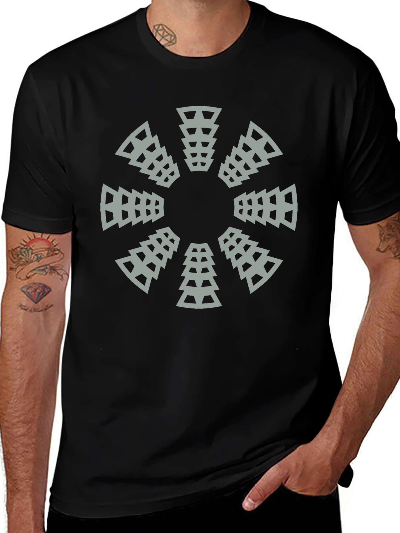 Geometric Circle Graphic Tee - Modern Black T-Shirt