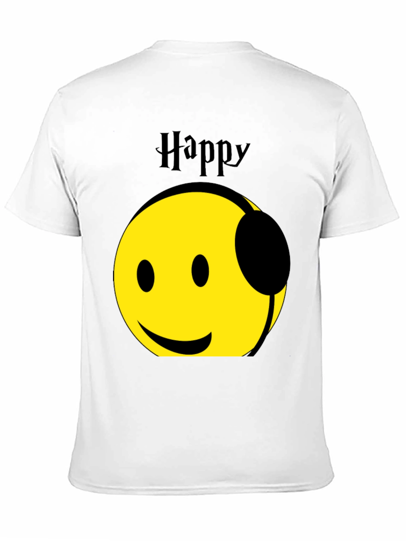 Happy Headphones T-Shirt - Black Graphic Tee