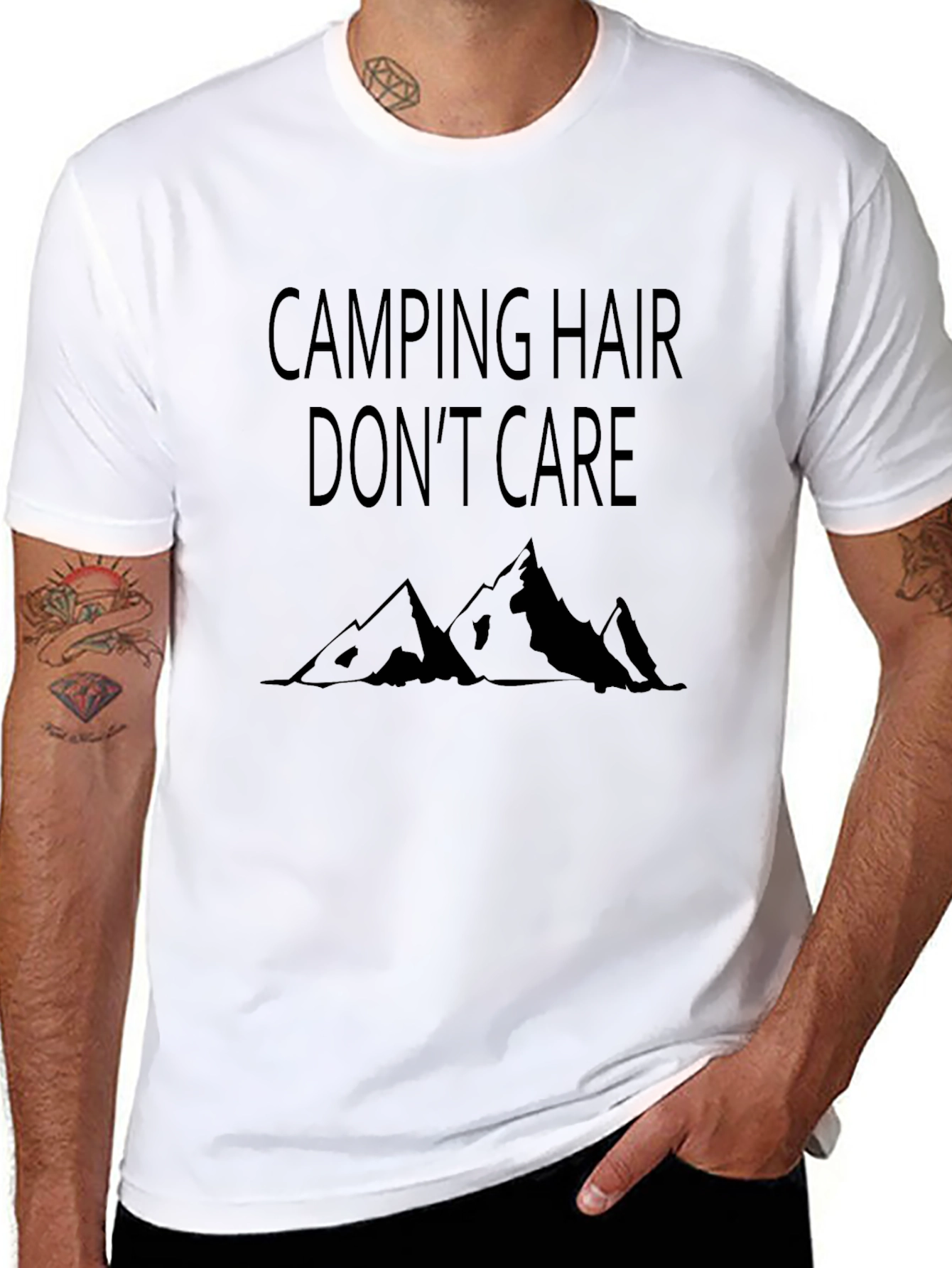 Camping Hair Dont Care Black T-Shirt