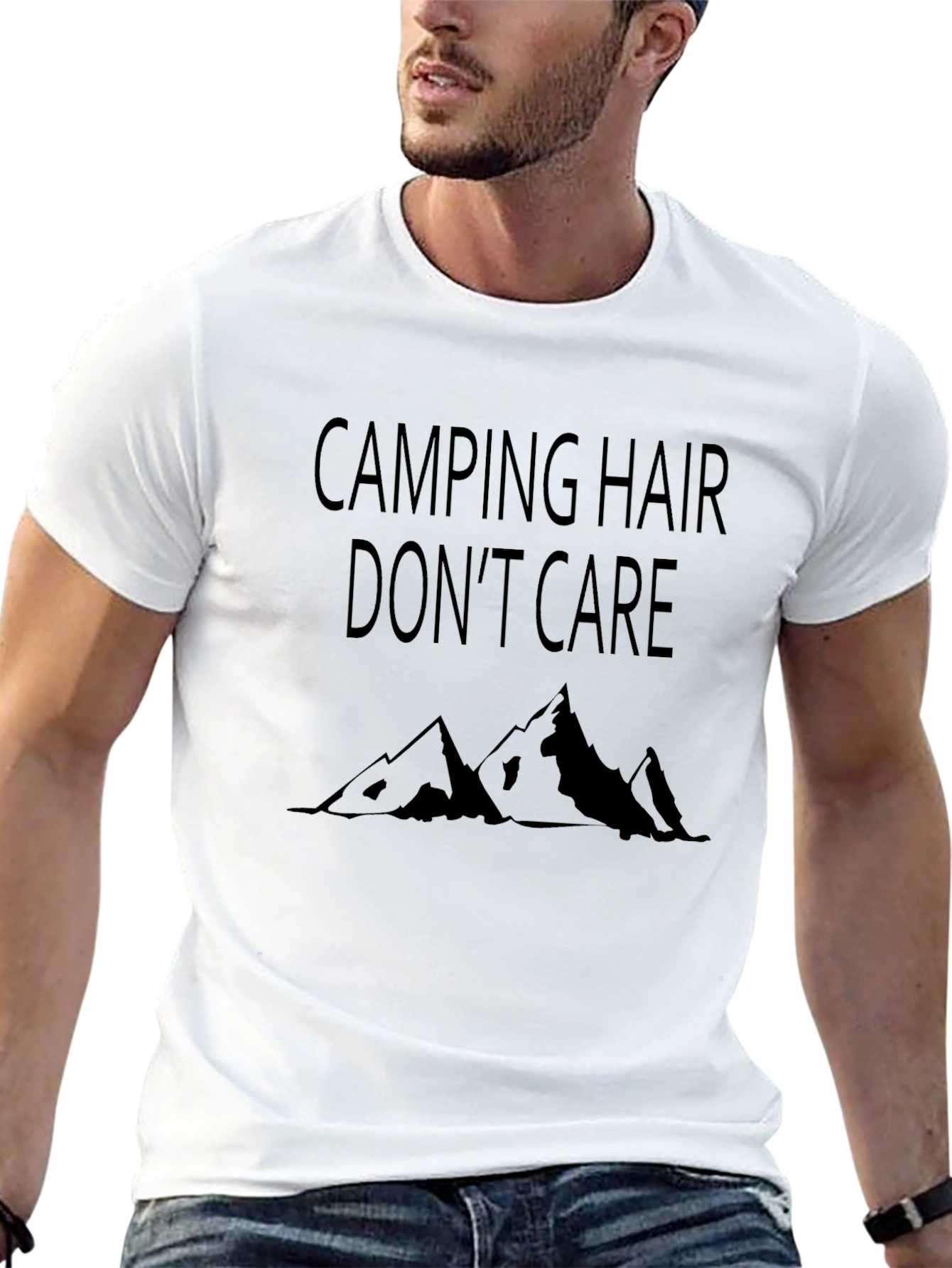 Camping Hair Dont Care Black T-Shirt