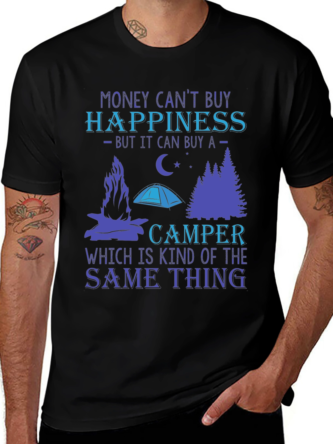Money Cant Buy Happiness Camper T-Shirt