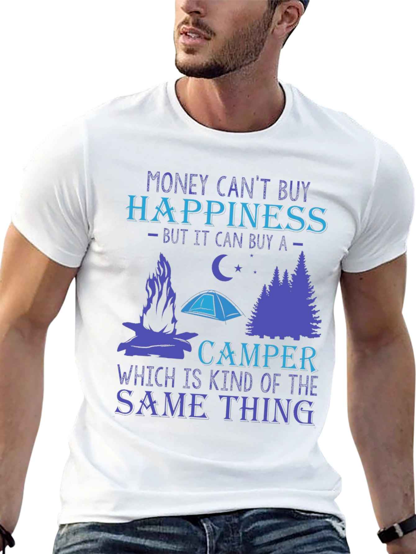Money Cant Buy Happiness Camper T-Shirt