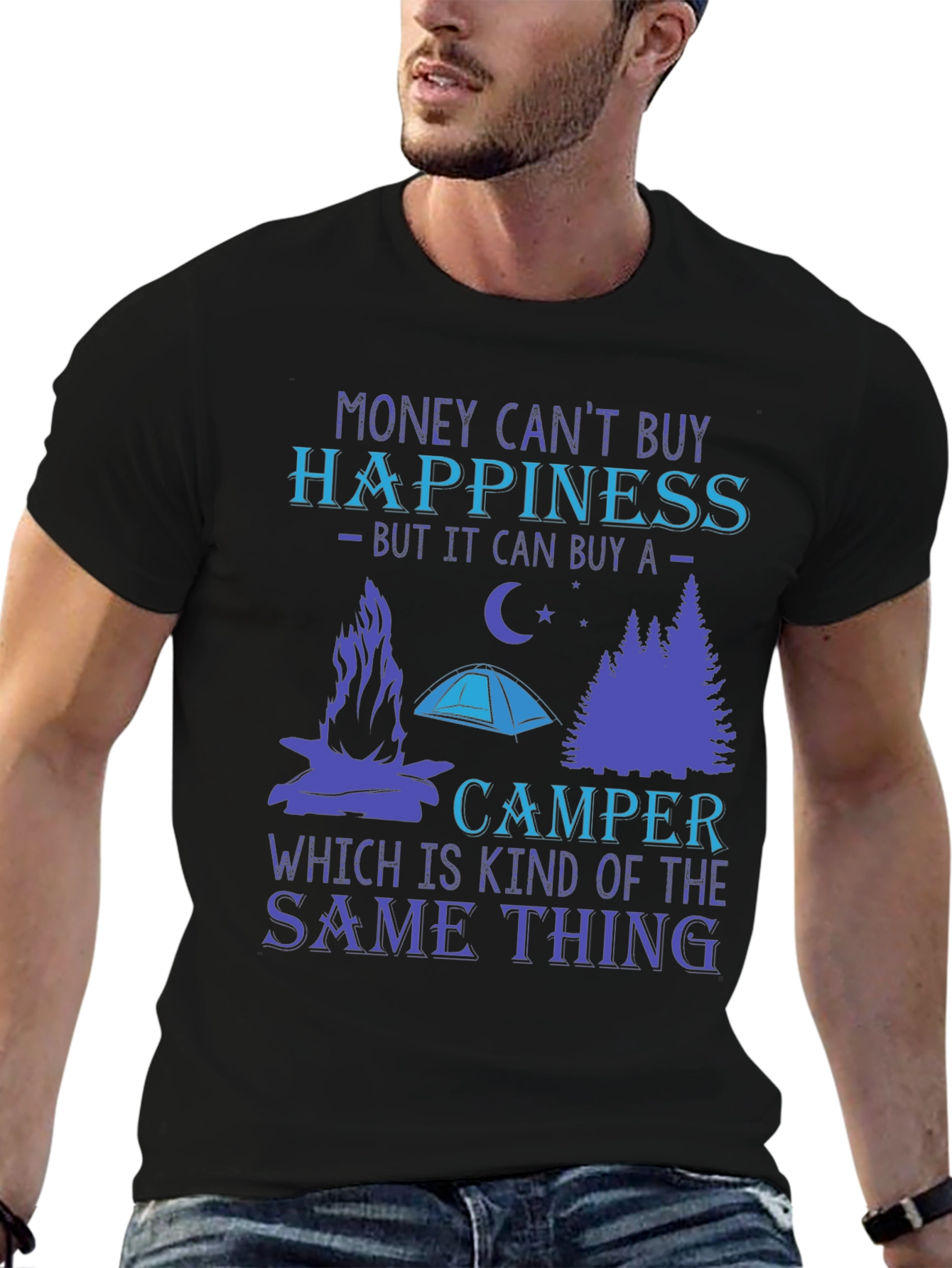 Money Cant Buy Happiness Camper T-Shirt