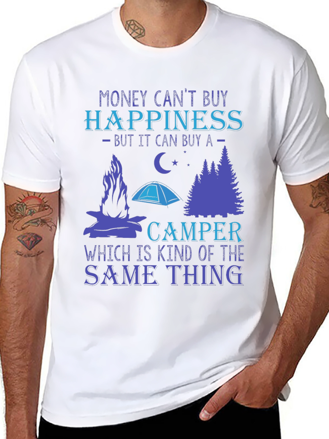 Money Cant Buy Happiness Camper T-Shirt