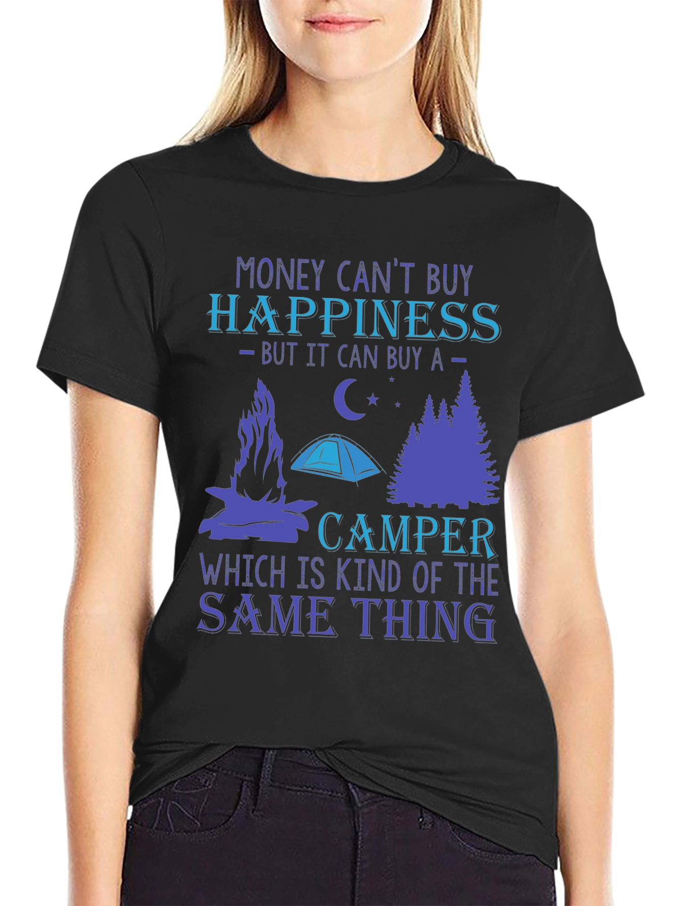Money Cant Buy Happiness Camper T-Shirt