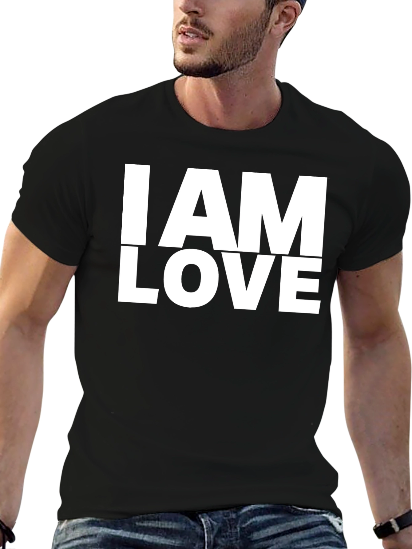 I AM LOVE Black Graphic T-Shirt