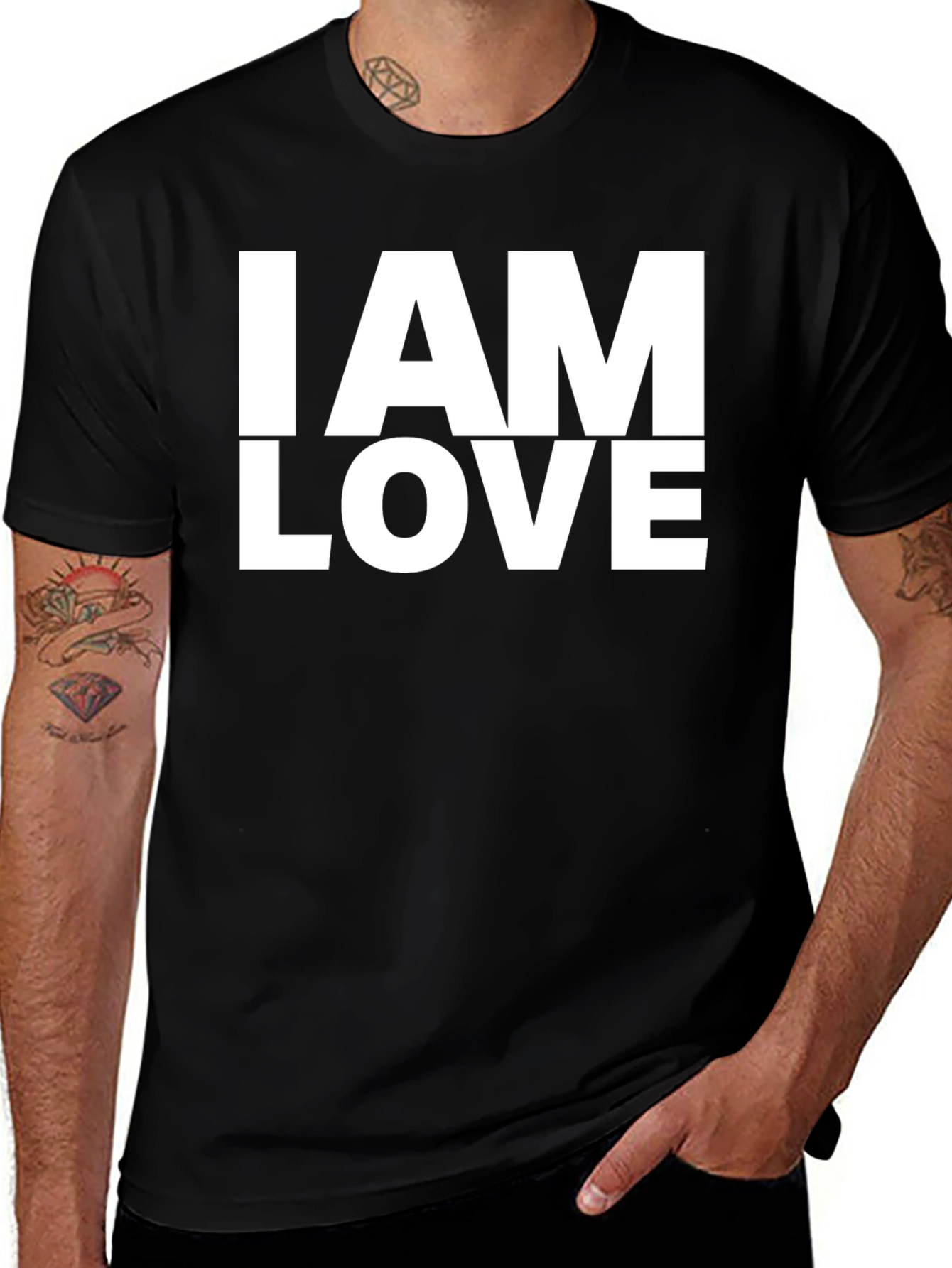 I AM LOVE Black Graphic T-Shirt