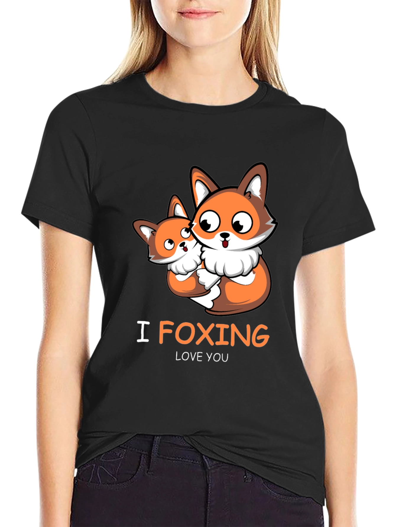 Cute Fox I Foxing Love You Graphic T-Shirt