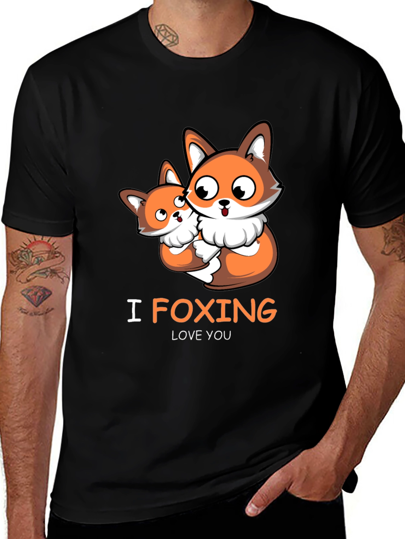 Cute Fox I Foxing Love You Graphic T-Shirt