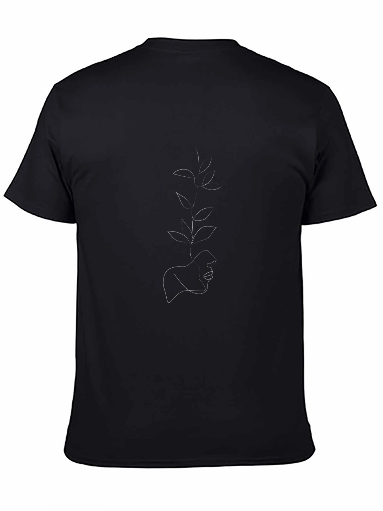 Minimalist Plant Face Black T-Shirt