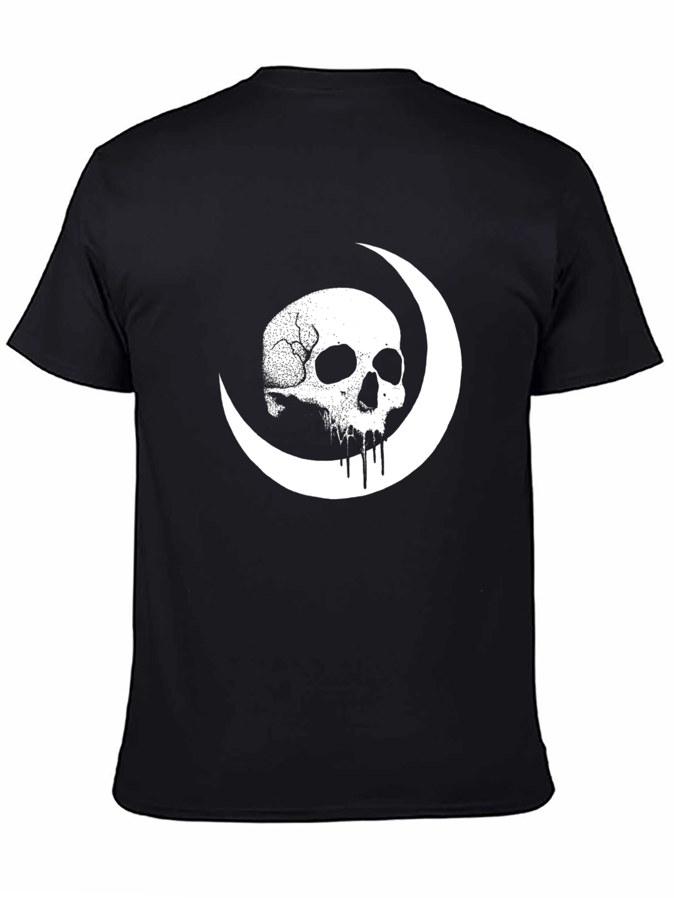 Skull Moon Graphic Tee - Black Cotton Shirt