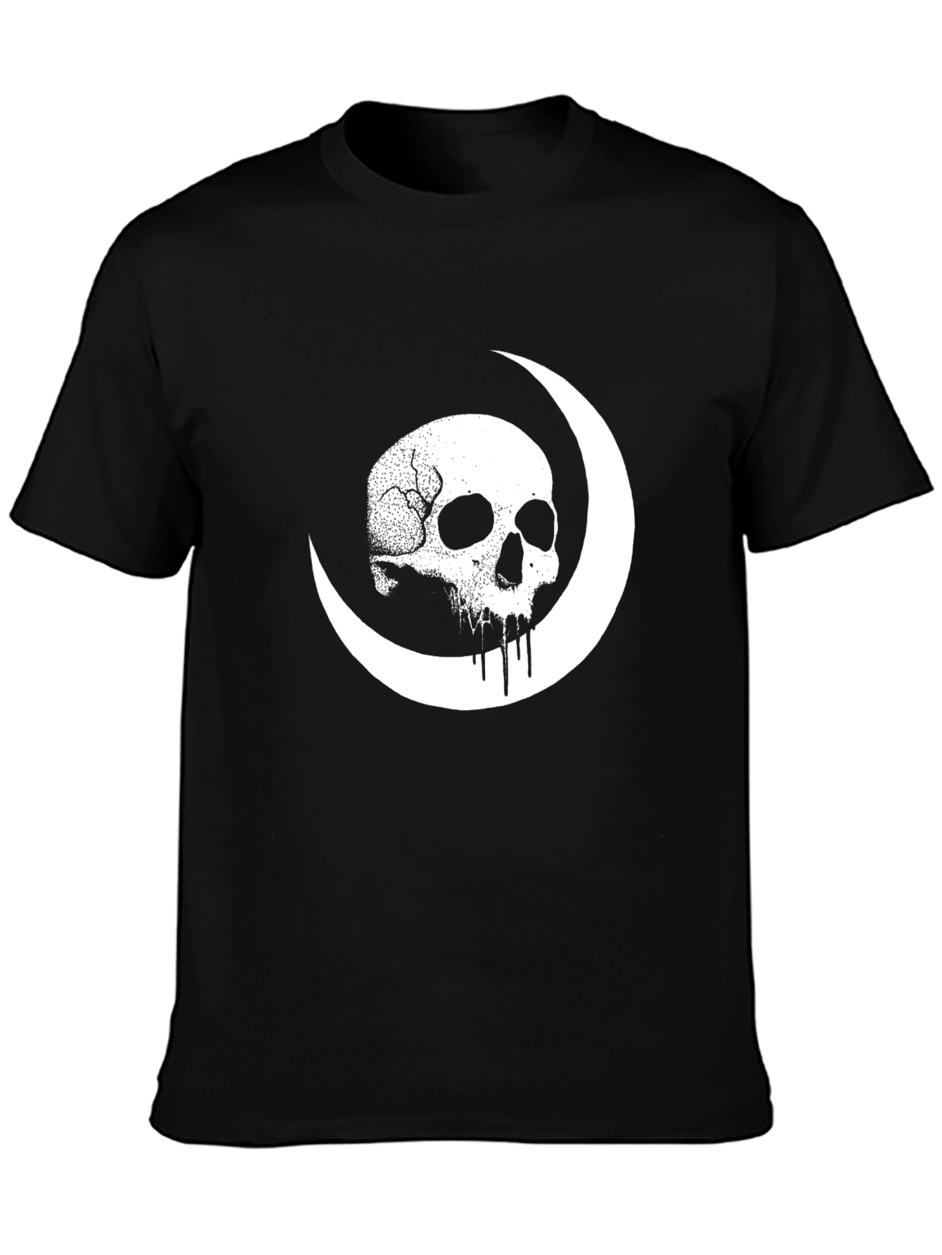 Skull Moon Graphic Tee - Black Cotton Shirt