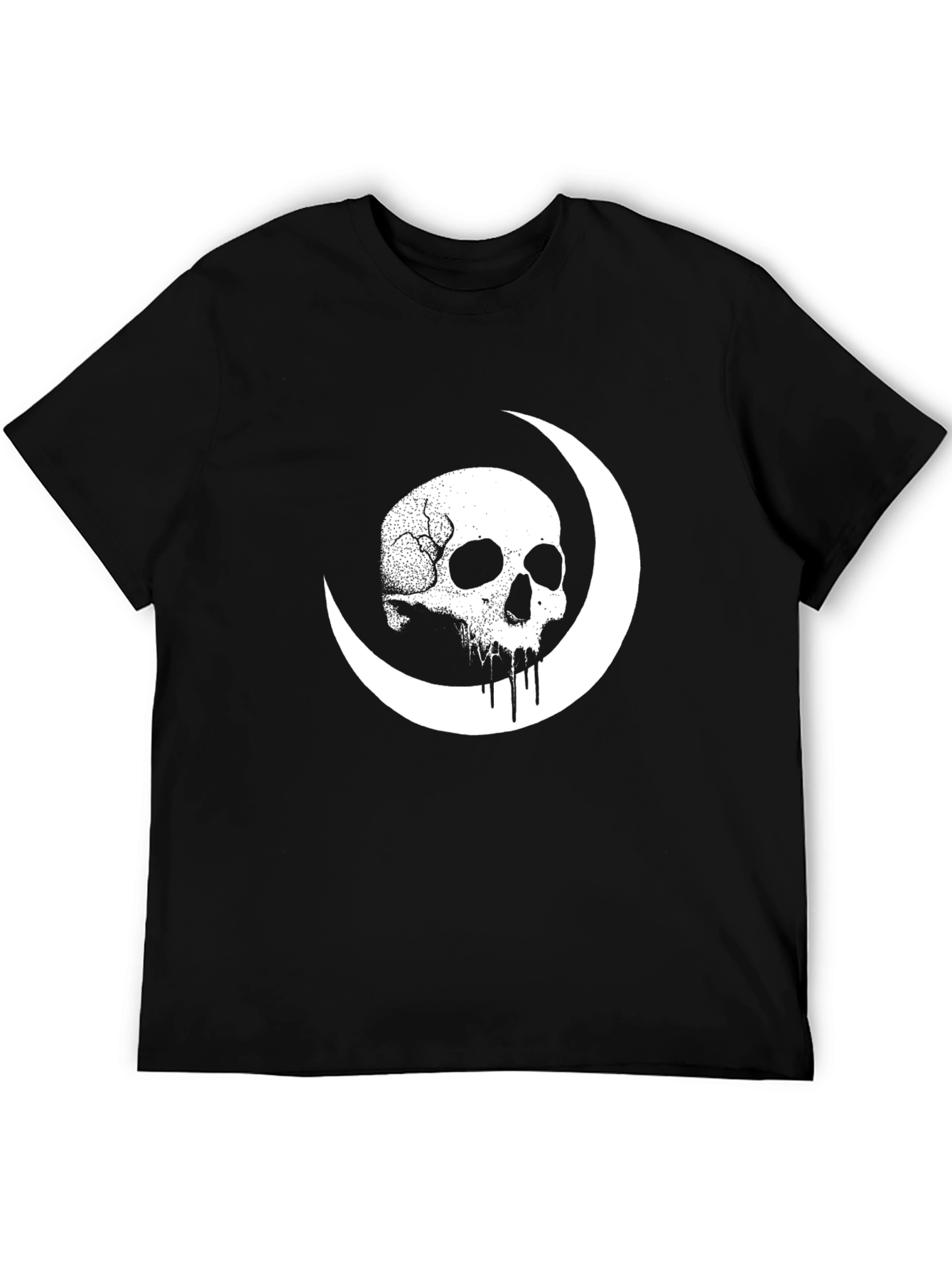 Skull Moon Graphic Tee - Black Cotton Shirt