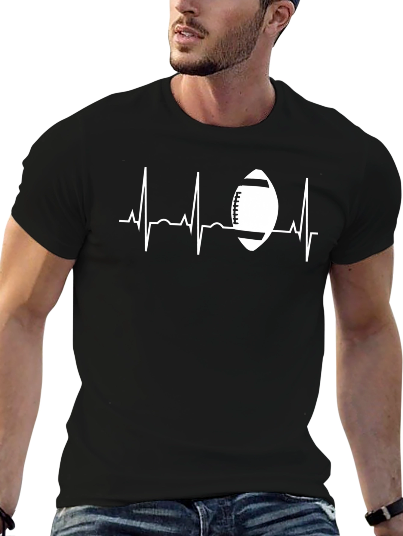 Football Heartbeat Graphic T-Shirt