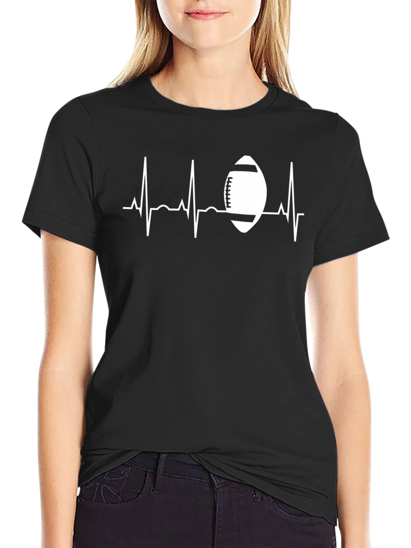 Football Heartbeat Graphic T-Shirt