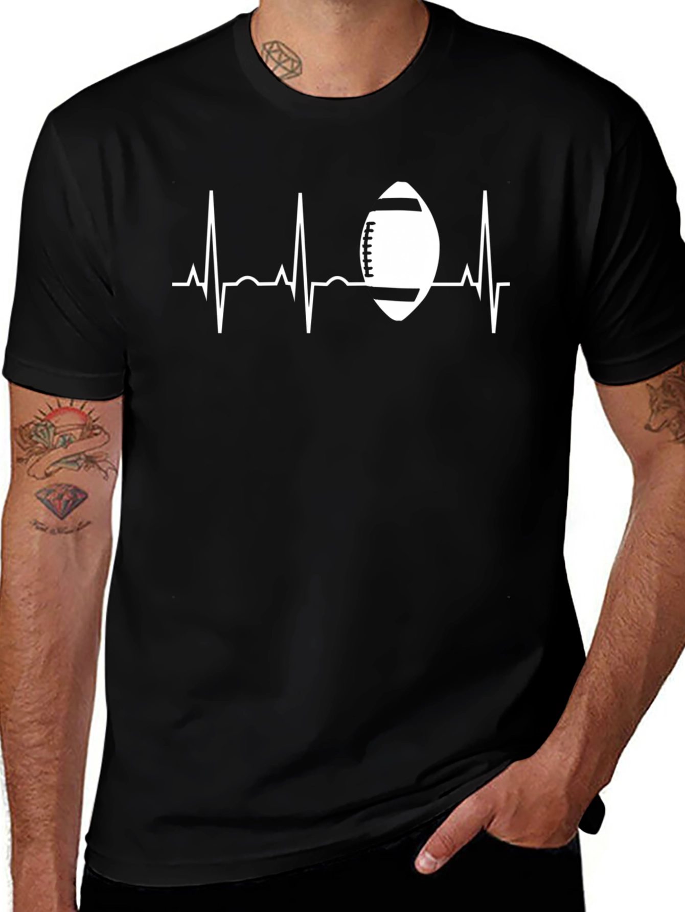 Football Heartbeat Graphic T-Shirt