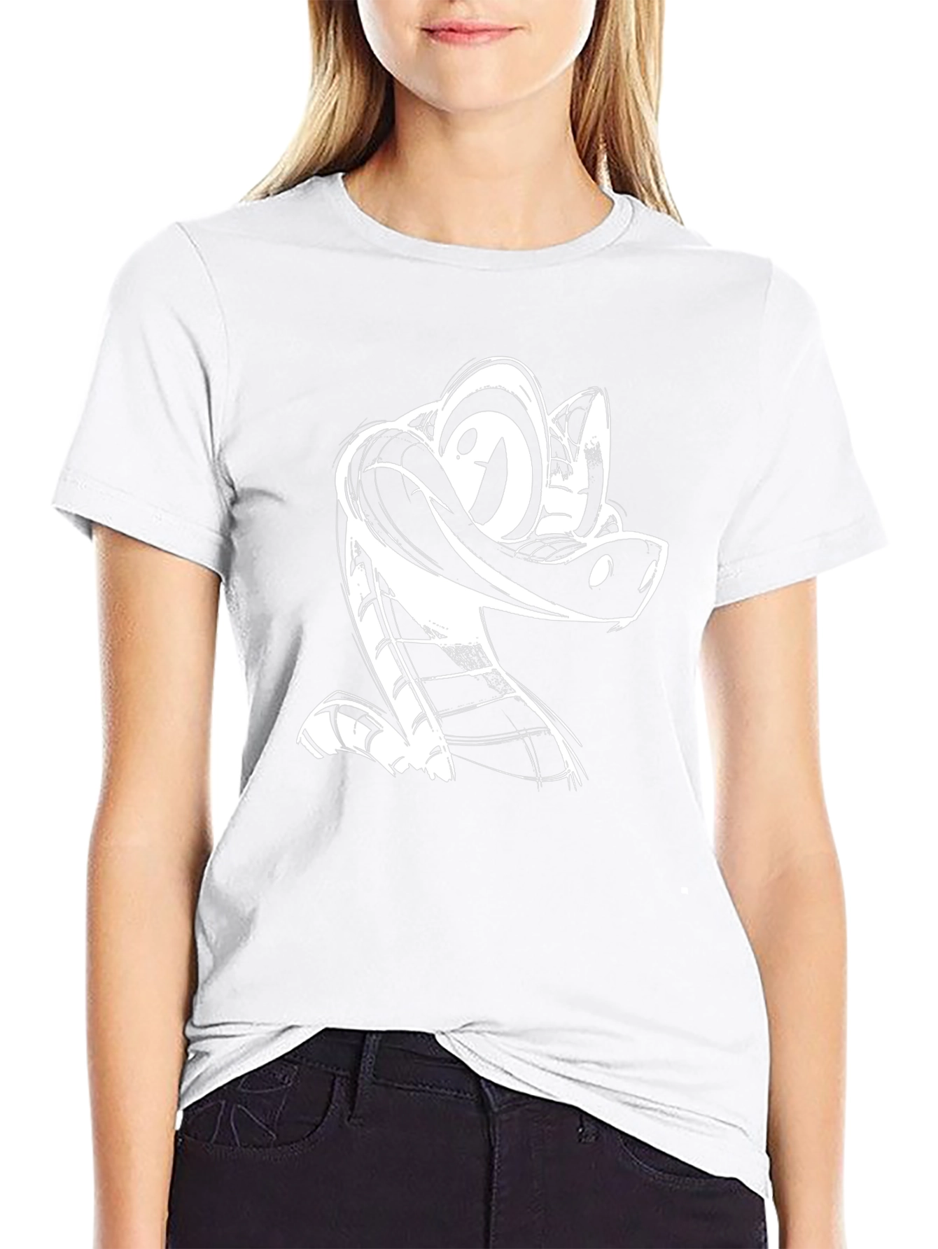 Cartoon Snake Graphic Tee - Black Cotton T-Shirt