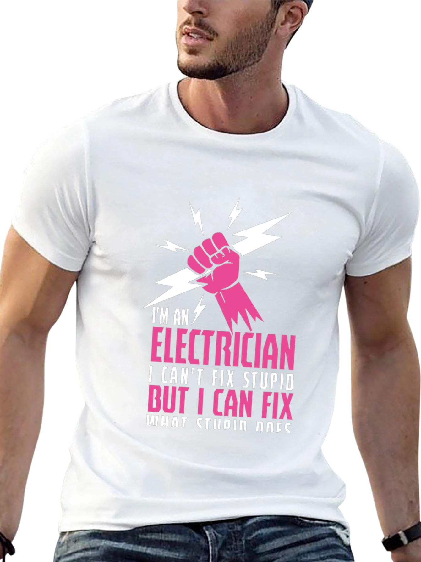 Electrician Humor T-Shirt: I Cant Fix Stupid