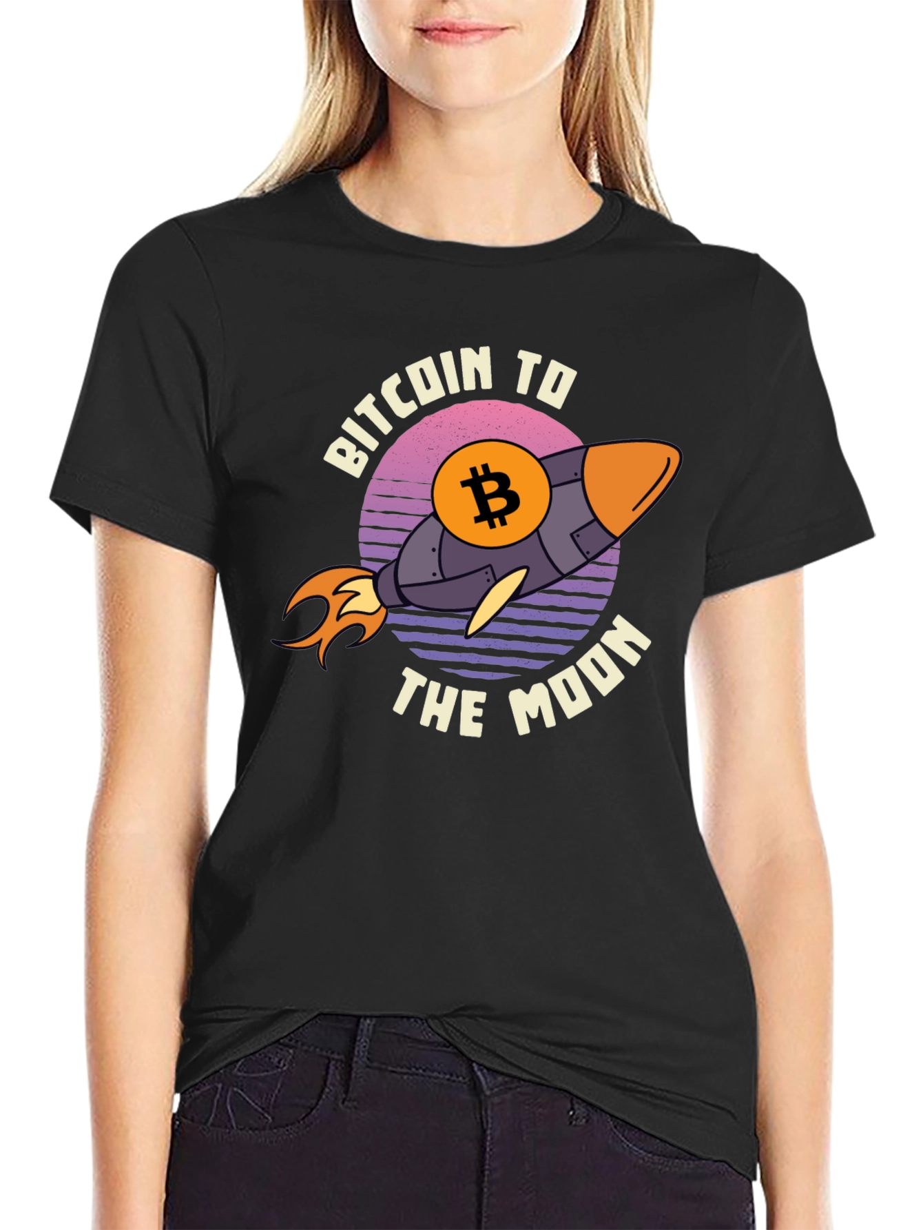 Bitcoin to the Moon Graphic Tee - Black