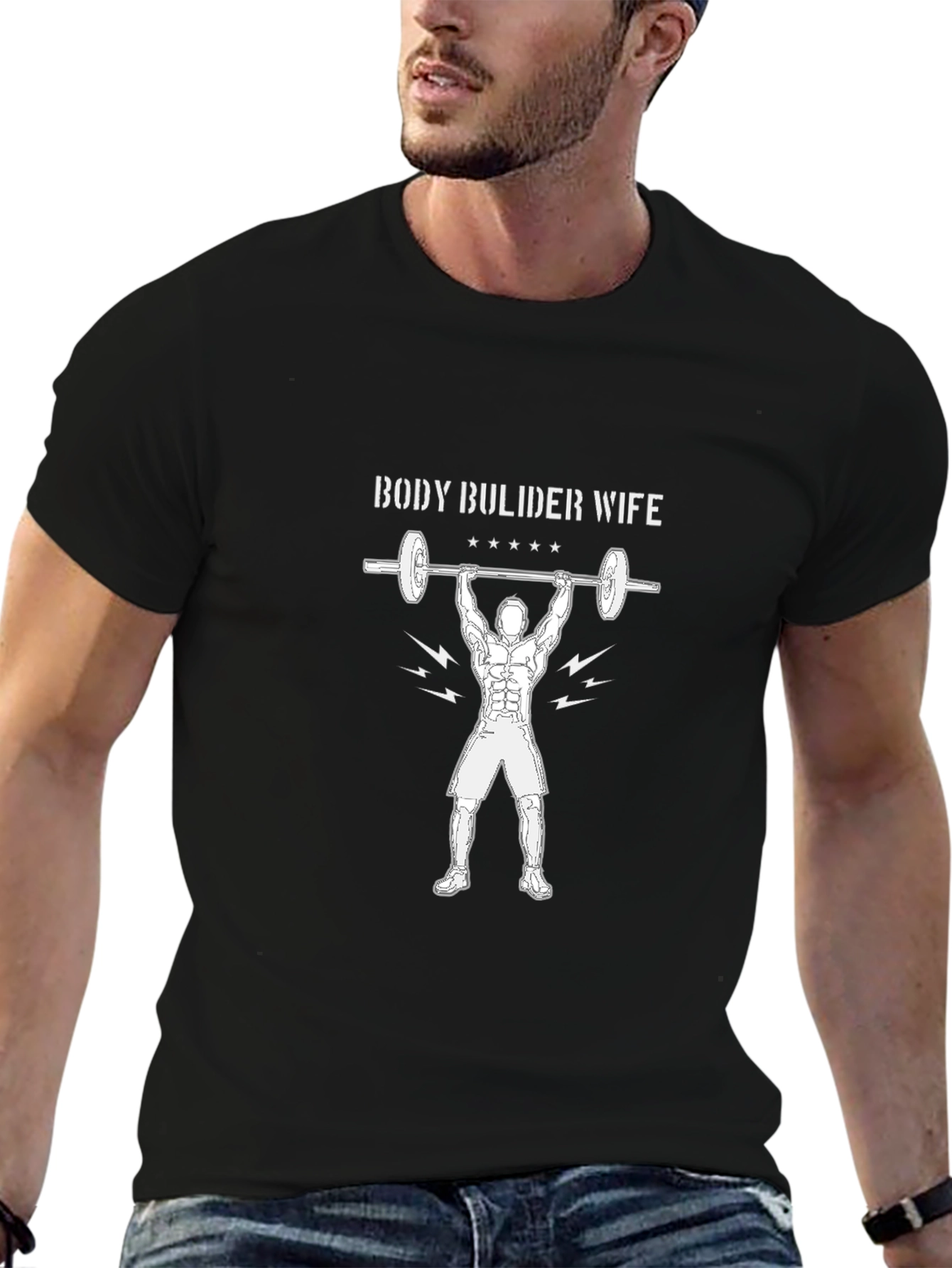 Bodybuilder Wife Graphic Tee - Black Cotton Blend