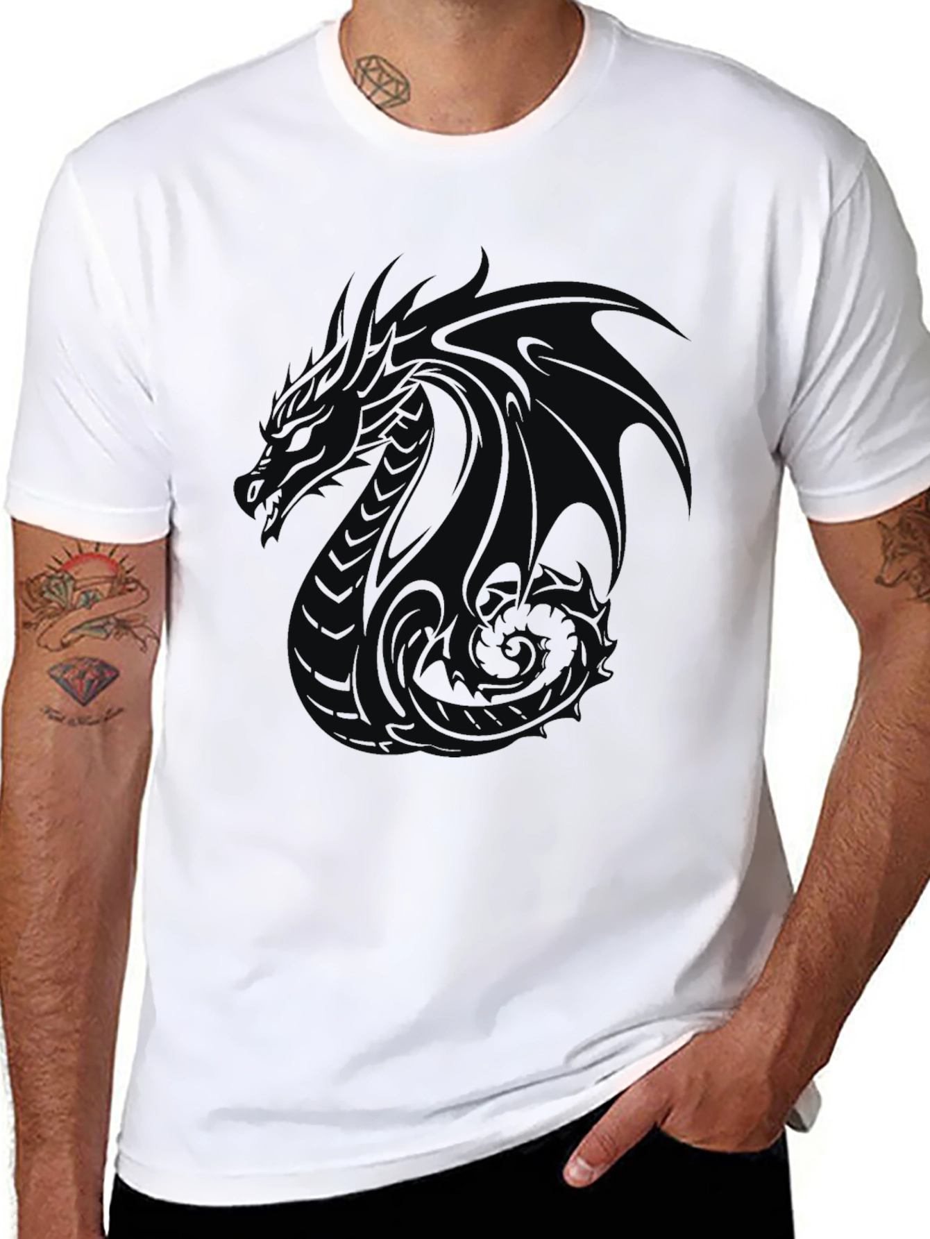 Dragon Graphic Black T-Shirt - Mens Style