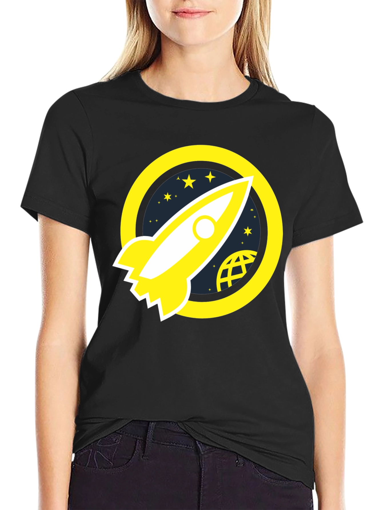 Rocket Launch Graphic Tee - Black Cotton T-Shirt