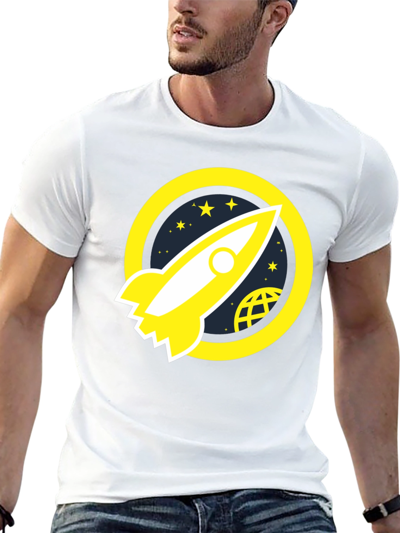 Rocket Launch Graphic Tee - Black Cotton T-Shirt