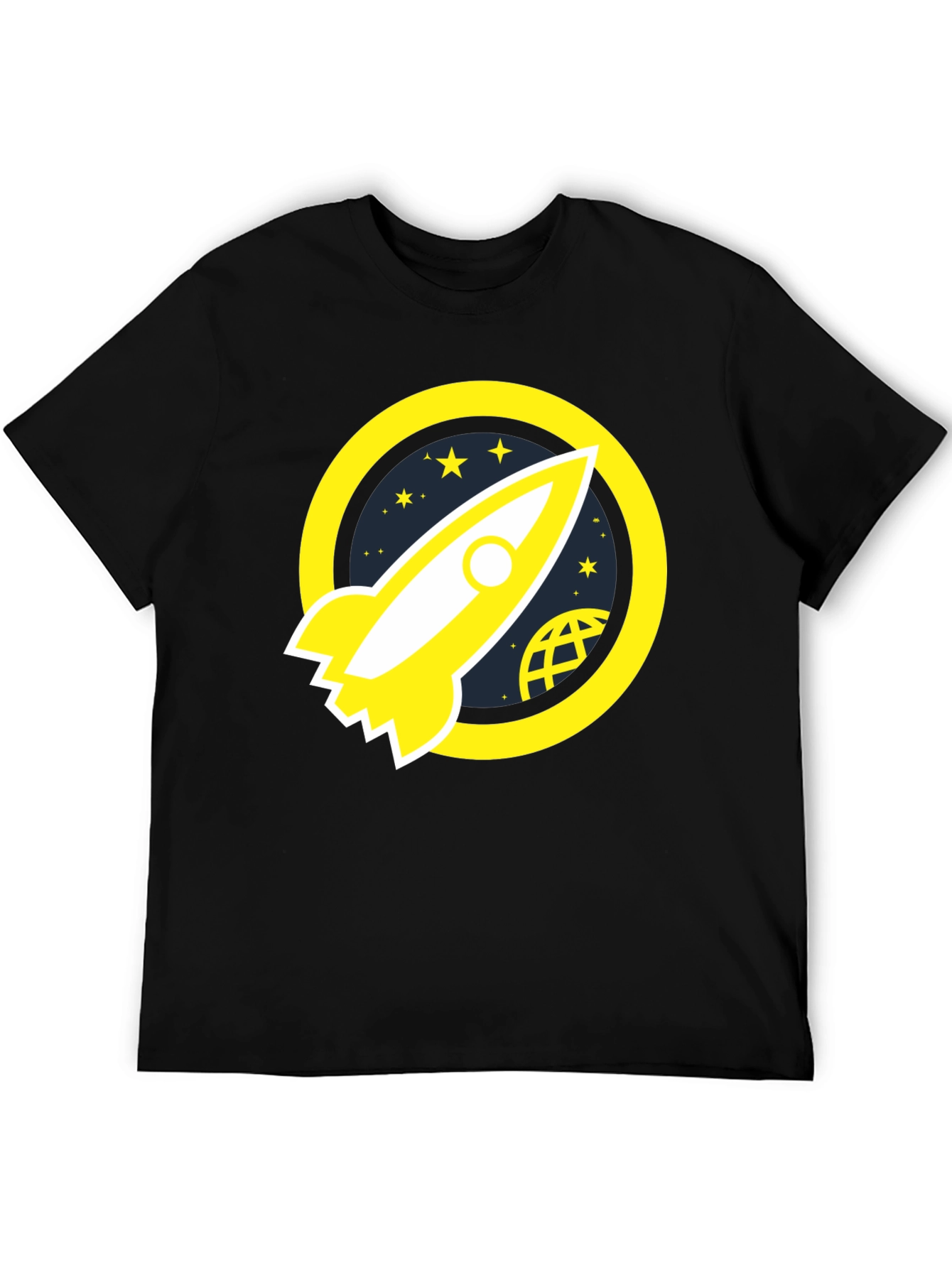 Rocket Launch Graphic Tee - Black Cotton T-Shirt