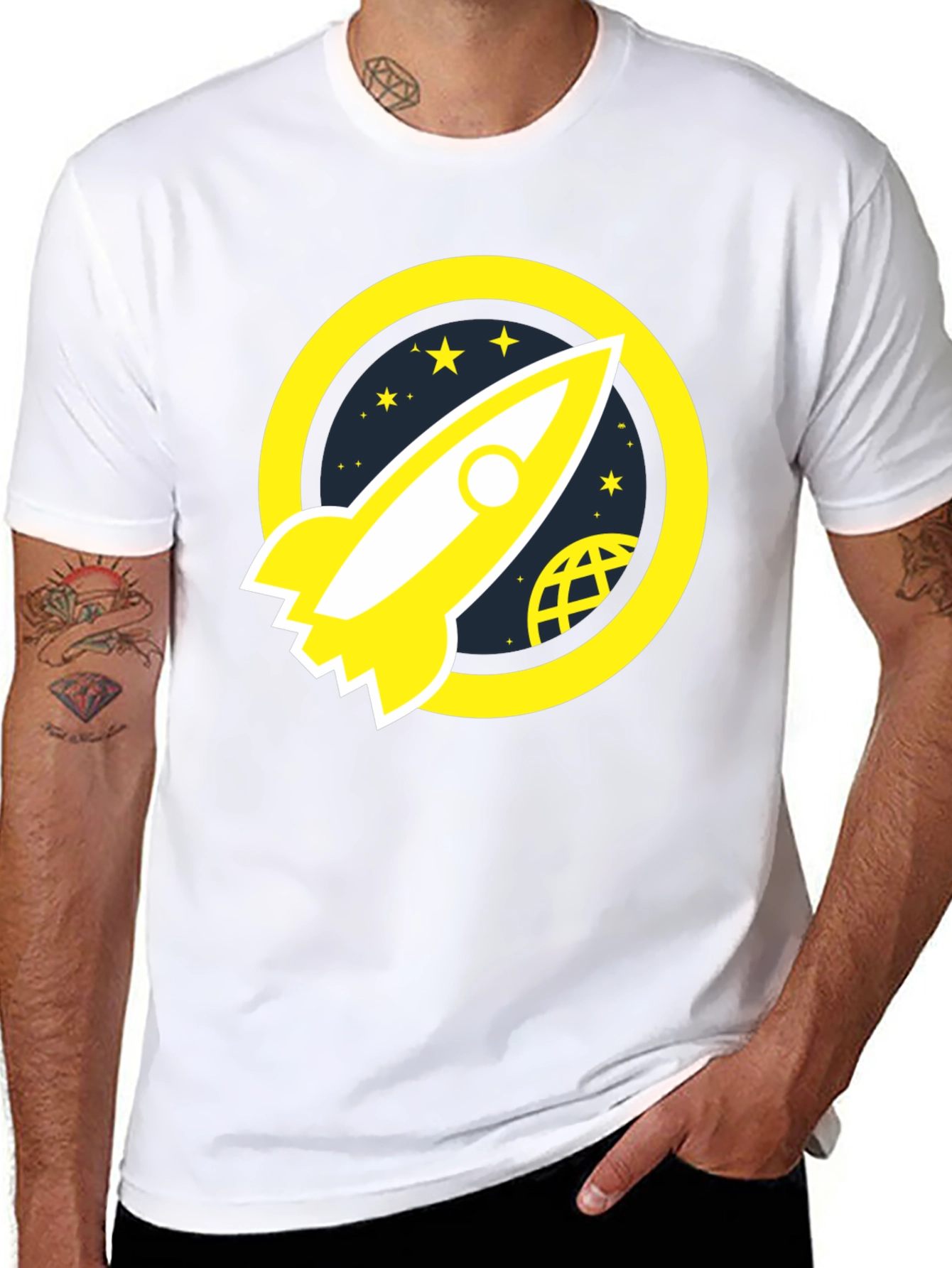 Rocket Launch Graphic Tee - Black Cotton T-Shirt