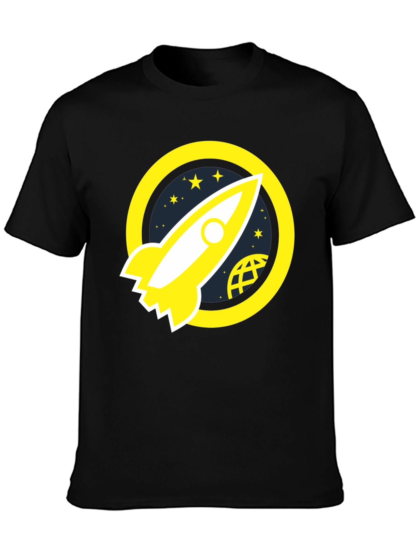 Rocket Launch Graphic Tee - Black Cotton T-Shirt