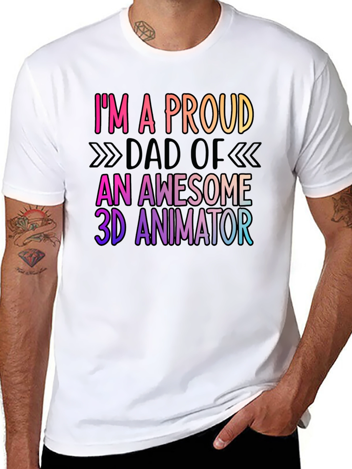 Proud Dad of 3D Animator Black T-Shirt