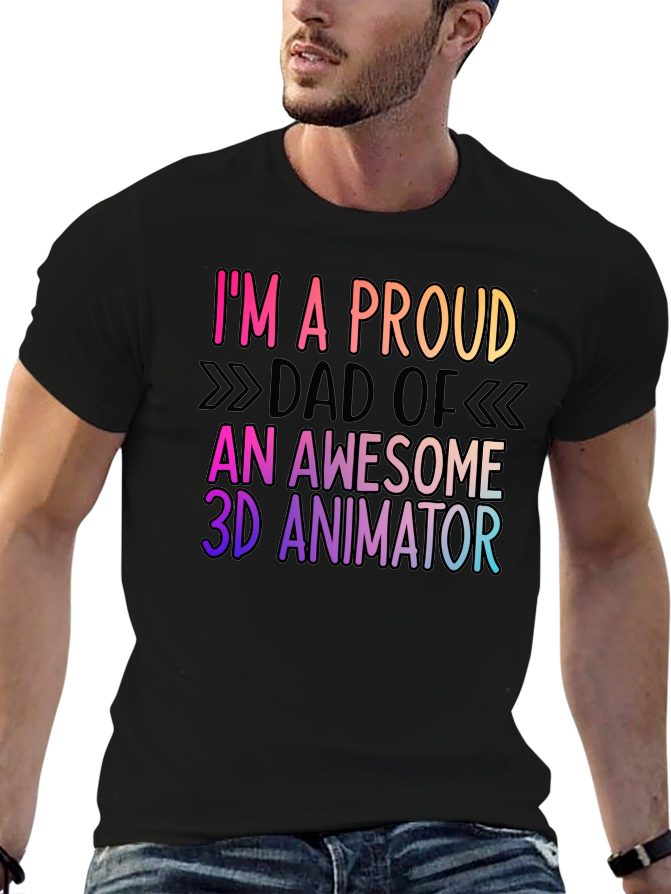 Proud Dad of 3D Animator Black T-Shirt