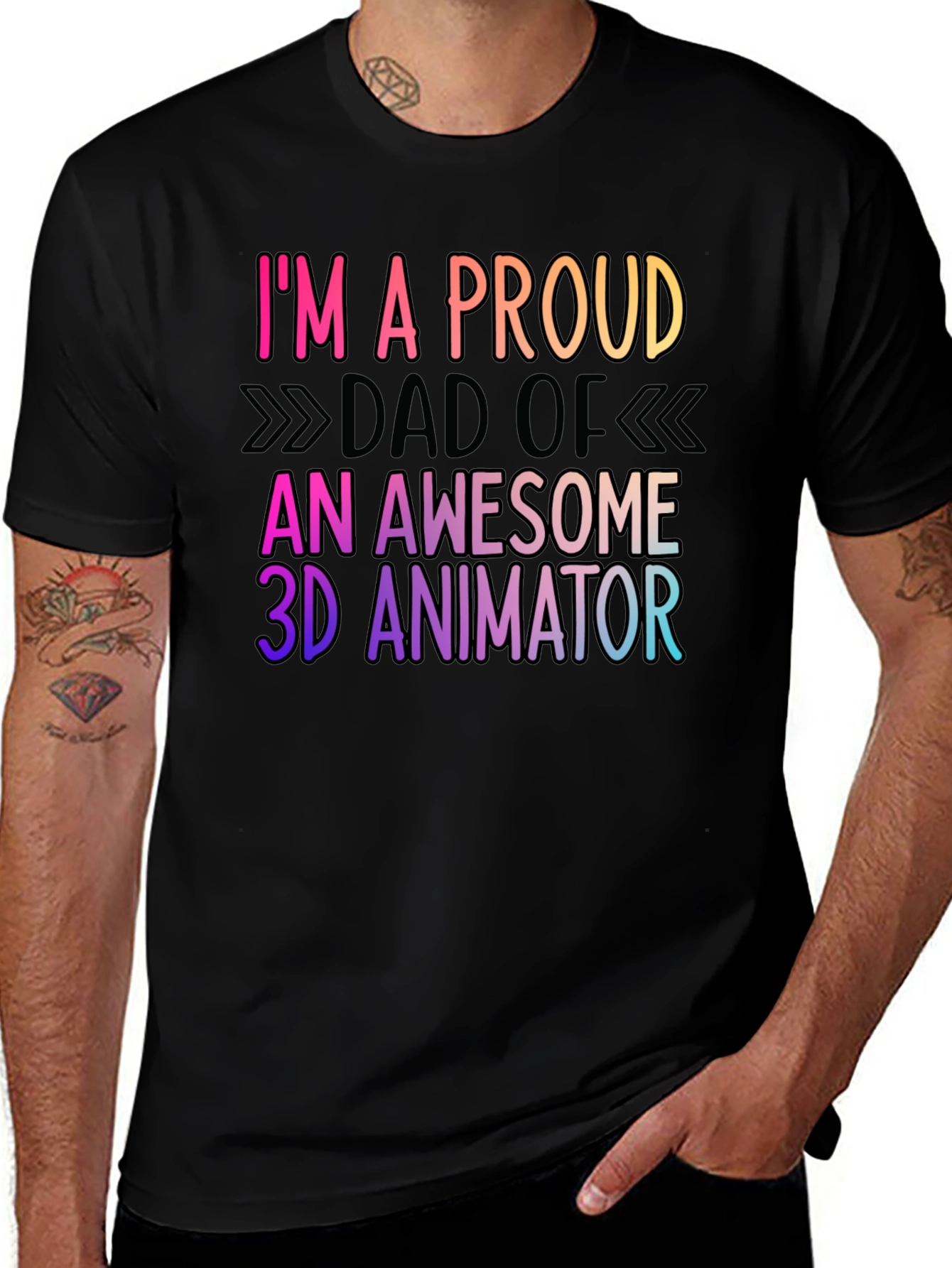 Proud Dad of 3D Animator Black T-Shirt